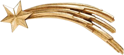 Hand-carved wooden Comet Star accessory in gold finish with shooting star design