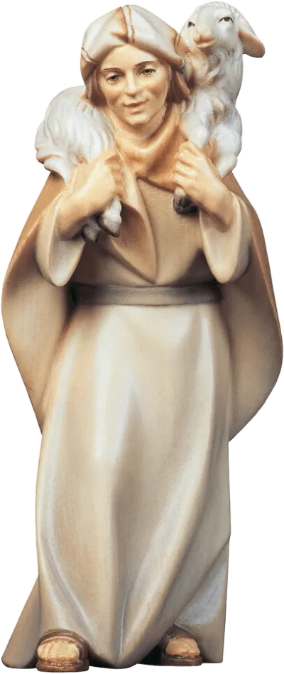 Herder with Sheep on Shoulders – nativity figure by ULPE Wood Art