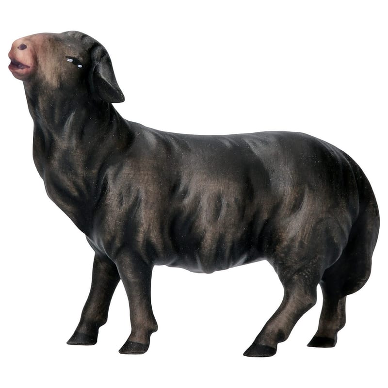 Sheep Looking Forward Black – nativity figure by ULPE Wood Art