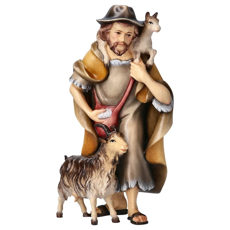 Herder with 2 Goats – nativity figure by ULPE Wood Art