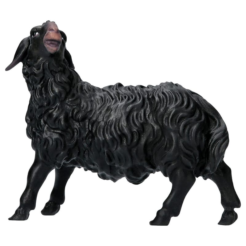 Sheep Looking Leftward Black – nativity figure by ULPE Wood Art