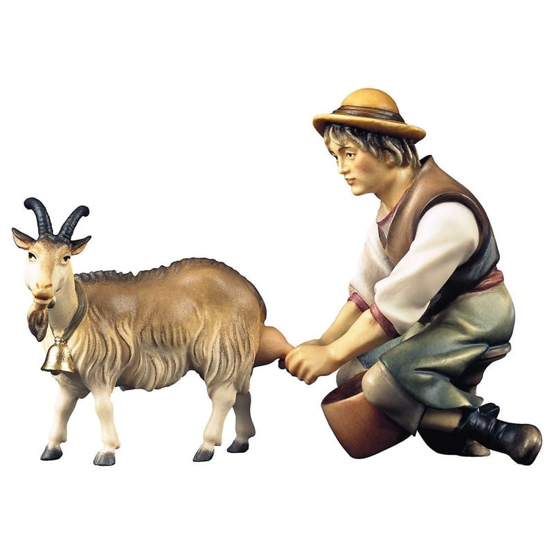 Herder Milking Goat 2-piece – nativity scene by ULPE Wood Art