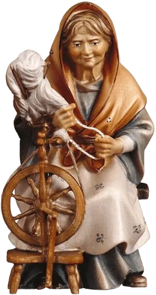 Old Woman with Spinning Wheel – nativity figure by ULPE Wood Art