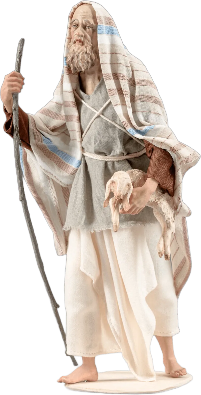 Herdsman with lamb, hooded with staff – nativity figure by Original Heide