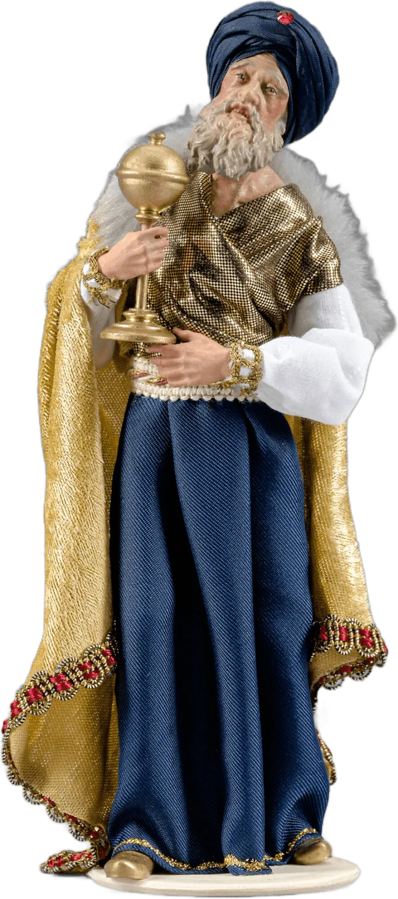 King standing, blue cloak and turban – nativity figure by Original Heide